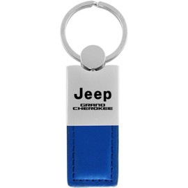 AU-TOMOTIVE GOLD, INC. Officially Licensed Blue Duo Leather/Chrome Key Fob for Jeep Grand Cherokee