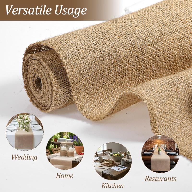10 Pack Burlap Table Runners 12 x 71 Inch Rustic