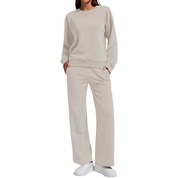 YETOWA Women’s 2-Piece Oversized Sweatshirt and Jogger Sweatpants Tracksuit Set