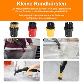 YATOSEEN 10 Pcs Dampfreiniger Zubehör Set für Kärcher Dampf Reiniger Easyfix SC1 SC2 SC3 SC4 SC5 Runde Pinsel Düse Borsten Pinsel Mundstück Ersatzteile
