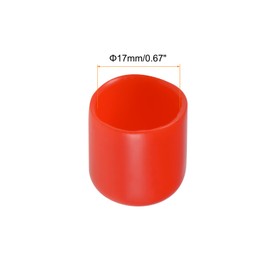 Rebower 25pcs Screw Thread Protector Covers Rubber End Caps Screws Bolts Metal Tube Rod Furniture 17mm Inner Diameter Red