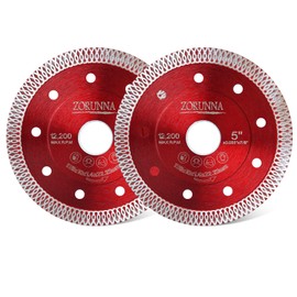 ZORUNNA 2Pcs Diamond Saw Blades, 5" Tile Grinder Cutting Blade for Angle Grinder Tile, Super Thin Indestructible Disc for Grinder for Cutting Porcelain Ceramic Granite Marble.