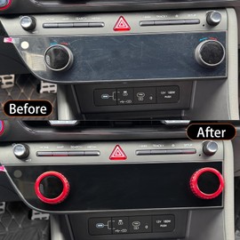 FUEISOF Car Air Conditioning Gear Knob Frame Cover for Hyundai Tucson NX4 2025 2-Piece (Red)