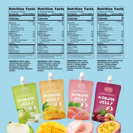 VOLO VERO Drinkable Konjac Jelly Variety Pack, 3 Calories, 10 Pack, 0 Sugar, Vegan, Gluten Free, Keto, Vitamin C Fruit Snacks Holiday Gifts - Flavors Include Mango, Peach, Passion Fruit, and Apple Pouches