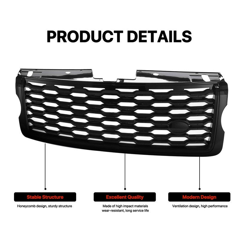 KARPAL Front Bumper Upper Facelift Grill Gloss Black Compatible With