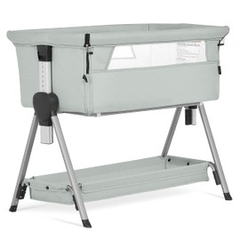 Dream On Me Lilly Bassinet & Bedside Sleeper in Light Gray