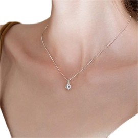 Inateannal CZ Choker Necklace for Women Diamond Solitaire Necklace Italian Thin Box Chain Necklace Dainty Cubic Zirconia Pendant Necklace Wedding Bridesmaid Jewelry