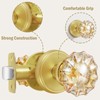 SHINY HANDLES Champagne Glass Crystal Door Knobs Interior,Passage Satin Brass/Brushed