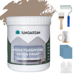 Jungarian Furniture Paint Kit 16oz with Tools - Water-based & Low Odor All-in-One No Sanding - Matte Finish Indoor Outdoor Wood Paint for Cabinets, Doors, Tables and Dressers - Sawdust