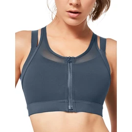 Yvette Sports Bra, No-bounce, Full-support Training Wear, Mesh Material, Sweat Absorbent, Quick Drying, gray, S
