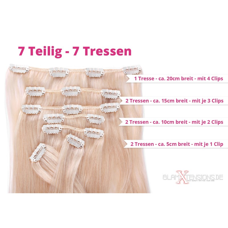 GlamXtensions Clip-In Extensions Set for Complete Hair Extensions, 100% Remy