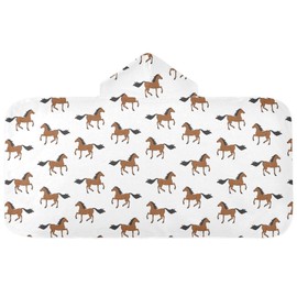 Selerdon Kids Beach Towel for Boys Girls, Horse Bath Towel Wrap, Baby Hooded Towels, Toddler Soft Pool Swim Towels