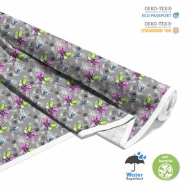 HEKO PANELS Oxford Waterproof Fabric Sold by the Metre Canvas Fabric Polyester Fabric for Sewing Fabrics Furniture Decorative Fabrics Crafts Waterproof Opaque Flowers 1 Metre 155 x 100 cm