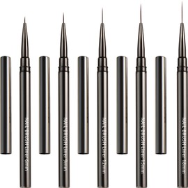 Justit Nail Brush Extra Fine 5pcs Set Nail Liner Brush Gel Nail Brush Drawing Pen Nail Brush Liner Slim Brush Line Nail Brush Nail Art Stroke Set with Cap for Beginners Home DIY Salon Nail 6mm 9mm