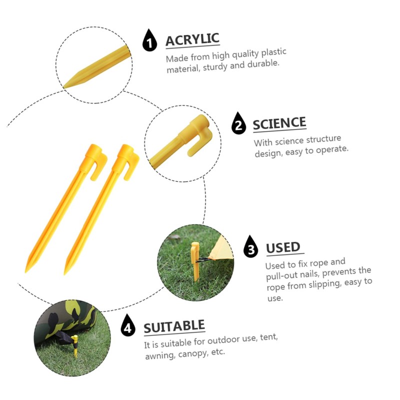 Mipcase Heavy Duty Plastic Tent Pegs Yellow Beach and Garden