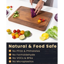 Axeman Walnut Wood Cutting Board with Juice Groove for Kitchen Countertop, Tick American Black-Walnut Wooden Chopping Board Charcuterie Board Butcher Block for Meat Vegetables, 17x11 inch