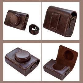 SZHSYJY ZV-1F Case,Camera Case for Sony ZV-1F/ ZV-1 II/ZV-1M2 Digital Camera,Digital camera PU leather storage bag with removable shoulder strap. (Horizontal, Brown)