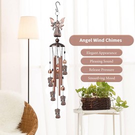 Nowpis Angel Wind Chimes for Outside, Decorative Wind Chimes Angel Gifts for Women/Men, Memorial/Birthday Gifts, Garden Decor for Outside, Patio or Yard, Durable Chimes for Outdoors