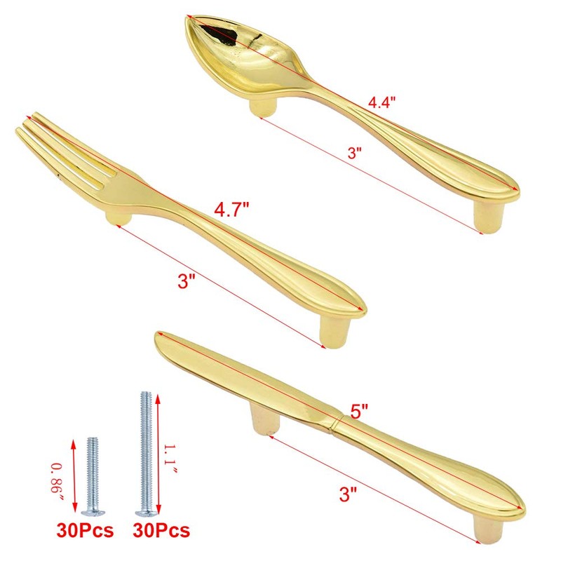 CENDGOOD Door Pulls Tableware Handles Spoon Knife Fork Shape Kitchen