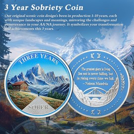 Original Three Year Sobriety Coin - Snow Mountain AA Coins - 3 Year AA Chips and Medallions - 1-10 Years NA AA Celebrate Recovery Addicts - Narcotics Alcoholics Anonymous Gifts for Men Women