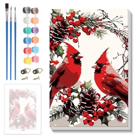Skyboda Cardinal Paint by Numbers Kit for Adults Beginners with Frame, Christmas Adult Paint by Number Kits on Canvas, Easy DIY Oil Painting Kits for Home Decor, 8x12in