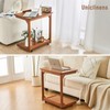 Uniclinens C-Shaped End Table with Wheels, Solid Wood Adjustable C