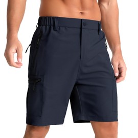iCKER Mens Cargo Shorts Quick Dry Outdoor Hiking Shorts with Zip Pockets Lightweight Golf Shorts,Blue GL034,L