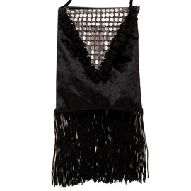 Widmann 8088B - Retro Handtasche, aus Samt, mit Fransen und Pailletten, 20er Jahre, Kostüm, Accessoire, Mottoparty, Karneval
