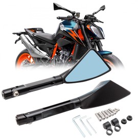DREAMIER 8MM 10MM Triangle Motorcycle Rear View Side Mirrors Demon Blade Style Handlebar Side Mirror Compatible with MT-01 MT-03 FZ1 FZ6 TDM900 TW225 XJR1300 XJ6 XTZ V Max YBR (Black)