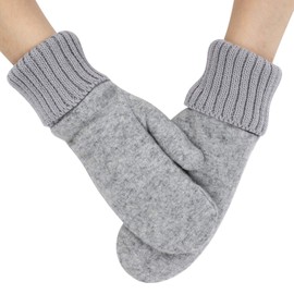 ITODA Mittens Winter Gloves Wool Winter Gloves Women's Mittens Lined Wool Gloves Warm Knitted Gloves Windproof Hand Warmer Unisex Outdoor Gloves Leisure Bicycle, lightgrey