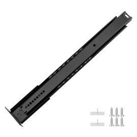LONTAN 5 Pcs Black Center Mount Drawer Slides 12 Inch - Bottom Centered Drawer Mount 3/4 Extension Heavy Duty Drawer Glides for Cabinets, Dressers, and Furniture – Smooth and Quiet Operation