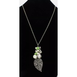Minicci New Silver Tone Necklace with Leaf Pendant & Roses by Minicci #N2233