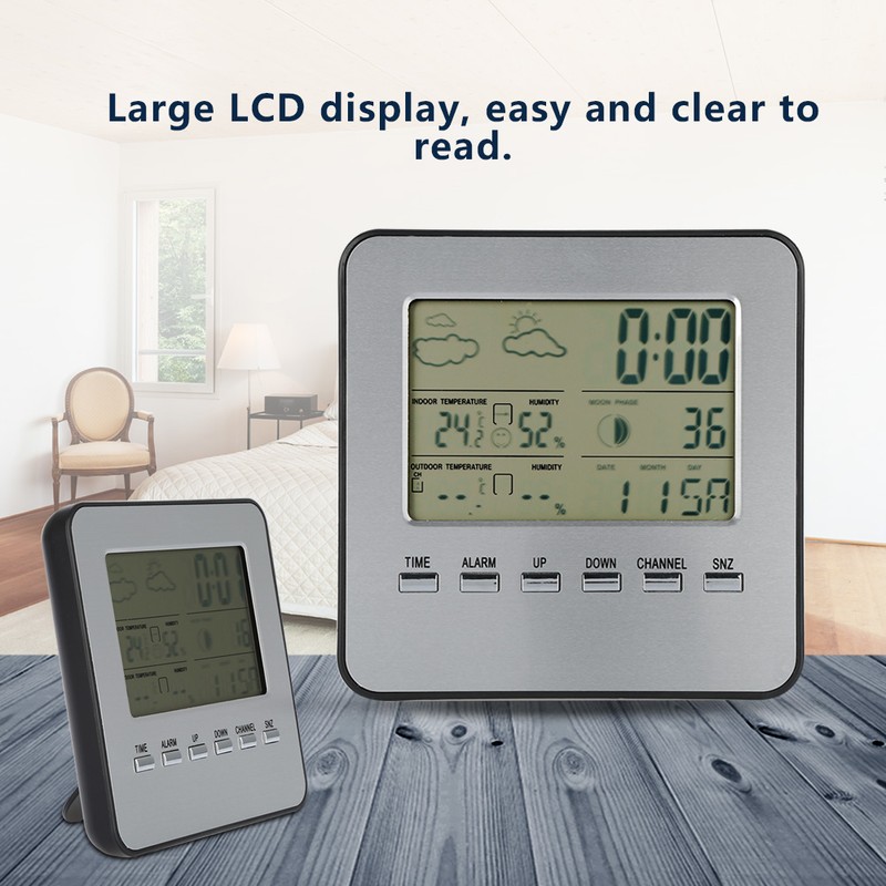Digital Wireless Weather Station Alarm Clock Thermometer Hygrometer Outdoor Indoor