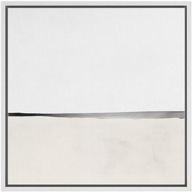 SIGNWIN Framed Canvas Print Wall Art White Tan Pastel Geometric Landscape Abstract Shapes Illustration Modern Art Decorative Nordic Minimal Calm/Zen for Living Room, Bedroom, Office - 24"x24" White