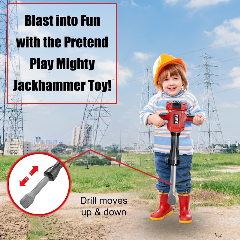 TeganPlay Kids Jackhammer Toy Drill | Toddler Construction Tools and