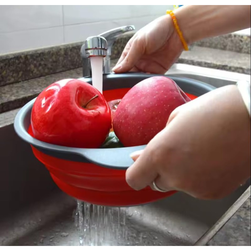 Collapsible Colander Set of 2 Round - Silicone Kitchen Strainer