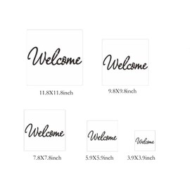 5PCS Welcome Stencils for Painting on Wood Wall Welcome Stencils Templates Reusable Plastic Stencil Set for for Crafts Canvas Furniture Wall Drawing Card Making Pattern Decor