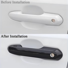 No Adhesive Snap-on Car Door Handle Cover Protector Compatible for Toyota 2018 2019 2020 2021 2022 2023 2024 RAV4 2024 2023 2022 2021 2020 Highlander 2023 2024 Crown Accessories (1. Glossy Black)