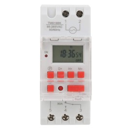 AC 85-265V 30A Timer Switches TM919BK Digital Timer 24Hours 7Days Programmable Countdown LCD Display 16 On/Off Settings 35mm DIN Rail