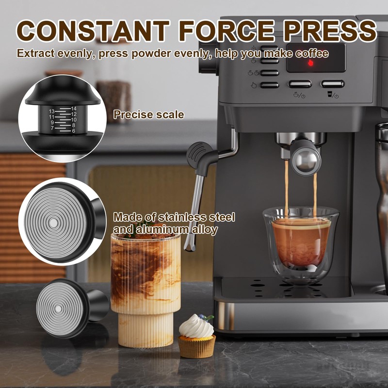 Coffee Tamper Set 51mm Espresso Accessories Kit, Stainless Steel Spring