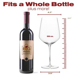 Big Wine Glasses Magnum Giant Wine Glass - Premium Crystal Wine Glasses Set of 2 - Fits Entire 750 ml Bottle