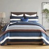 100% Cotton King Quilt, Dark Blue and Brown Striped King