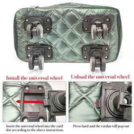 Expandable Duffel Bag Rolling Mommy Bag with Detachable Wheels Travel Luggage Bag Convertible Gym Bag Travel Bag Large Weekend Bag for Women (Light Green)