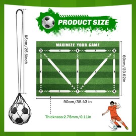 Yocdunm Football Training Mat and Mesh Bag Soccer Mastery Skills Mat 90 x 60cm Portable Non Slip Shock Silent Soccer Skills Mastery for, Kids, & Adults