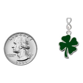 Delight Jewelry Silvertone Two Sided Green Enamel Lucky Four Leaf Clover Silvertone Infinity Post Earrings