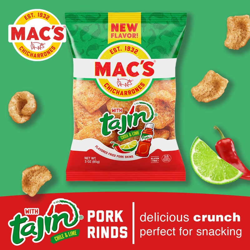 Mac's Tajin Chili Lime Fried Pork Skins - Tajin Chili
