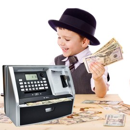 Toy Talking ATM Bank ATM Machine Savings Piggy Bank for Kids with Extended USB Ports for Accessories (Lamp Hot)
