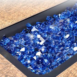 GASPRO 10 lbs Fire Glass for Propane Fire Pit, 1/2-Inch Reflective Fireplace Glass Rocks for Fire Pit Table, Cobalt Blue