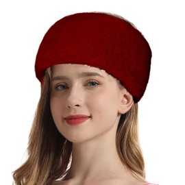 Trifolium Winter Faux Fur Headband for Women Fancy Ear Warmer with Stretch Fluffy Elastic Headband (One size Maroon Rabbit HDB6387-Rab-WRD)