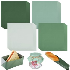 Humyoun 400 Sheets Sage Green Wax Paper for Food Gradient Green Deli Paper 4 Colors Greaseproof Sandwich Wrapping Sheets Basket Liners for Wedding Baby Baptism Party Supplies, 11.8x11.8 inch